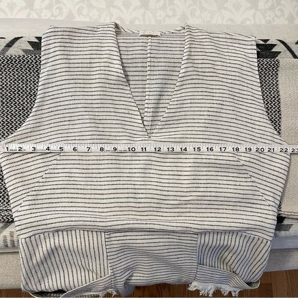 Mirth Biarritz 100% Cotton Ivory/Black Striped Dress Sz-L - Picture 12 of 16